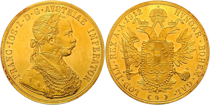 FRANZ JOSEPH I
4 Ducats, 1912, Wien, 13,96g, Früh. 1161

about EF | about EF ...