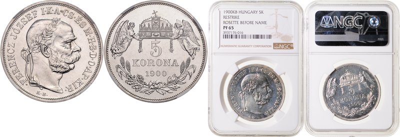 FRANZ JOSEPH I
5 Korona (Restrike), 1900, KB, Früh. 2106

PROOF , NGC PF 65