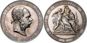 FRANZ JOSEPH I
Silver medal honorary prize of the Ministry of Public Works in on the occasion of the exhibition in Pribram 1911, 1911, Wien, 69,67g, ...