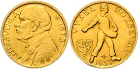 Gold medal (1 Ducat) 1933 Antonin Svehla Commemoration of Death, J. Šejnost, Au 987/1000 3,49 g, 20 mm, Kremnica, MCH CSR1-MED8

EF | EF , rysky | s...