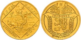 Gold medal (2 Ducats) 1928 10th Anniversary of the founding of the Czechoslovak Republic, O. Spaniel, Au 986/1000 6,98 g, 22 mm, Kremnica, MCH CSR1-ME...