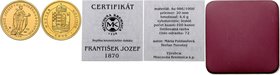 1 Ducat 1870 Franz Joseph I (Restrike), Au 986/1000 4,6 g, 20 mm, box, mintage of 100 pcs., Kremnica, KB

UNC | UNC