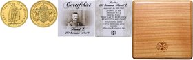 20 Corona 1918 Charles I (Restrike), Au 900/1000 6,9 g, 21 mm, box, limited mintage of 150 pcs., KB

UNC | UNC