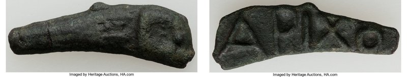 SCYTHIA. Olbia. Ca. 437-410 BC. Cast AE (32mm, 3.28 gm). VF. Dolphin right / API...