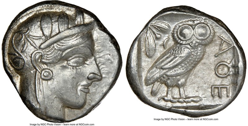 ATTICA. Athens. Ca. 440-404 BC. AR tetradrachm (23mm, 17.23 gm, 9h). NGC Choice ...
