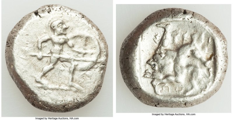 PAMPHYLIA. Aspendus. Ca. mid-5th century BC. AR stater (21mm, 10.79 gm, 10h). VF...