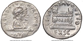Augustus (27 BC-AD 14). AR denarius (19mm, 8h). NGC Fine. Rome, ca. 19/18 BC, Q. Rustius, moneyer. Q RVSTIVS FORTVNAE, jugate busts right of Fortuna V...
