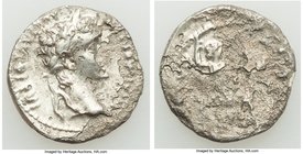 Tiberius (AD 14-37). AR denarius (19mm, 3.75 gm, 1h). VF, delaminated. Lugdunum, ca. AD 18-35. TI CAESAR DIVI-AVG F AVGVSTVS, laureate head of Tiberiu...