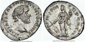 Antoninus Pius (AD 138-161). AR denarius (18mm, 3.22 gm, 6h). NGC MS 4/5 - 2/5. Rome, AD 139. IMP T AEL CAES HADR ANTONINVS, bare head of Antonius Piu...