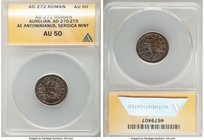 Aurelian (AD 270-275). AE denarius (20mm, 6h). ANACS AU 50. Rome mint, 1st officina, 11th emission, early-September AD 275. IMP AVRELIANVS AVG, laurea...