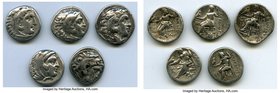 ANCIENT LOTS. Greek. Macedonian Kingdom. Ca. 336-323 BC. Lot of five (5) AR drachms. Good Fine-VF. Includes: (5) Alexander III the Great, AR drachms, ...
