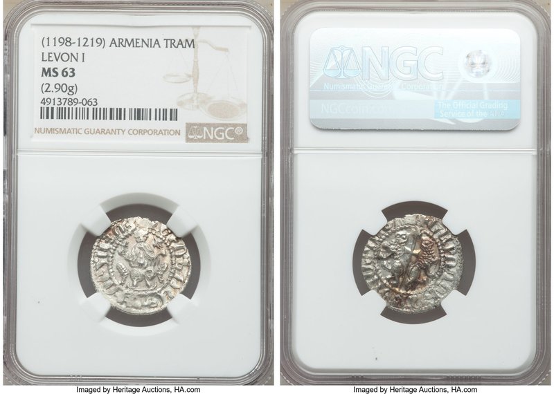 Cilician Armenia. Levon I Tram ND (1198-1219) MS63 NGC, 22mm. 2.90gm. 

HID09801...
