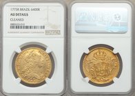 Jose I gold 6400 Reis 1773-R AU Details (Cleaned) NGC, Rio de Janeiro mint, KM172.2. Honey-gold surfaces with peach-orange toning. 

HID09801242017