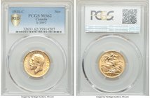 George V gold Sovereign 1911-C MS62 PCGS, Ottawa mint, KM20. AGW 0.2355 oz. 

HID09801242017