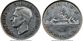 George VI Pair of Certified Dollars NGC, 1) Dollar 1945 - XF45 2) Dollar 1947 - AU53. Blunt 7 Royal Canadian Mint, KM37. Sold as is, no returns. 

HID...