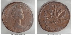 Elizabeth II 4-Piece Lot of Certified Mint Errors CCCS, 1) Mint Error - Struck on Elliptical Planchet Cent 1957 - VF20, KM49 2) Mint Error - Flipover ...