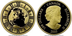 Elizabeth II gold Proof 300 Dollars 2005 PR69 Ultra Cameo NGC, Royal Canadian Mint mint, KM570.5. Mintage: 200. Standard Time - Atlantic 8:00. AGW 0.8...