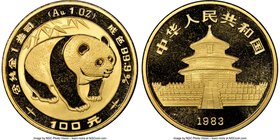 People's Republic gold Panda 100 Yuan (1 oz) 1983 MS68 NGC, KM72. Mintage: 22,402. Though not a rare date, this example expresses a quality of preserv...