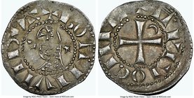 Principality of Antioch. Bohemond IV "Helmet" Denier ND (1202-1232) AU58 NGC, 18mm. 1.10gm. 

HID09801242017