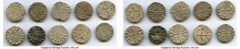 Principality of Antioch 10-Piece Lot of Uncertified Bohemond Era "Helmet" Denier...