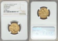 Chios. Anonymous gold Imitative Ducat ND (1343-1354) AU Details (Damaged) NGC, Fr-1221. 21mm. 3.45gm. Imitating a gold Ducat of Andrea Dandolo. 

HID0...