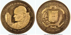 Republic gold Proof "Pope's Visit" 250 Pesos 1979 PR68 Ultra Cameo NGC, KM56. Mintage: 3,000. Struck to commemorate visit of Pope John Paul II. Near p...