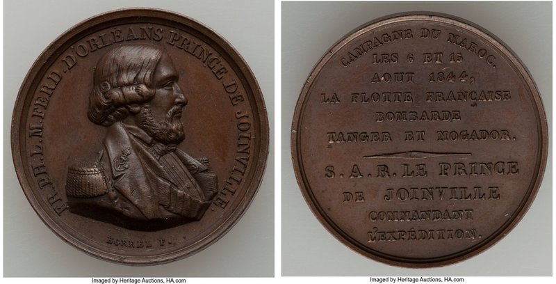 Louis Philippe I copper "Bombardment of Mogador" Medal 1844 AU, 26.2mm. 10.43gm....