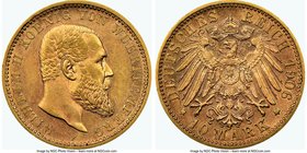 Württemberg. Wilhelm II gold 10 Mark 1906-F AU58 NGC, Stuttgart mint, KM633. AGW 0.1152 oz. 

HID09801242017