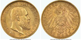 Württemberg. Wilhelm II gold 20 Mark 1900-F AU58 NGC, Stuttgart mint, KM634. AGW 0.2304 oz.

HID09801242017
