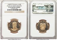 Republic gold Proof 150 Balboas 1980-FM PR69 Ultra Cameo NGC, Franklin mint, KM68. Mintage: 1.837. Issued for the Sesquicentenarium of the death of Si...