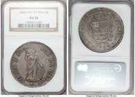 Republic 8 Reales 1826 LM-JM AU58 NGC, Lima mint, KM142.1. Quite well struck for this issue, in evenly draped cadet gray tone. 

HID09801242017