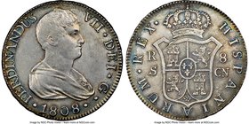 Ferdinand VII 8 Reales 1808 S-CN AU Details (Cleaned) NGC, Seville mint, KM451. This two year type struck in first year of Ferdinand VII's reign. Pewt...