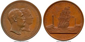 Oscar II copper "Silver Wedding Anniversary" Medal 1882 AU, Hild-50, Olsen-p272. 69.2mm. 151.58gm. By Lea Ahlborn. Issued for the Silver wedding anniv...