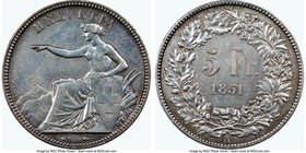 Confederation 5 Francs 1851-A AU Details (Cleaned) NGC, Paris mint, KM11. From the Allen Moretti Swiss Collection

HID09801242017