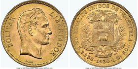 Republic gold 10 Bolivares 1930-(p) MS64+ NGC, Philadelphia mint, KM-Y31. Only 10% of the total mintage was released; the balance remaining as part of...
