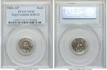 3-Piece Lot of Certified Assorted South American Issues, 1) Argentina: Cordoba Real 1843-JJP - XF45 PCGS, KM21. CORDOV and CONFEDERDA variety 2) Argen...