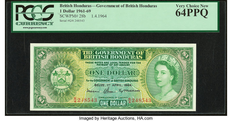 British Honduras Government of British Honduras 1 Dollar 1.4.1964 Pick 28b PCGS ...