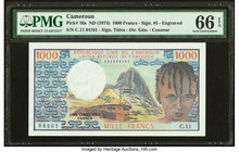 Cameroon Republique Unie Du Cameroun 1000 Francs ND (1974) pick 16a PMG Gem Uncirculated 66 EPQ. 

HID09801242017