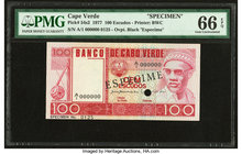 Cape Verde Banco De Cabo Verde 100 Escudos 20.1.1977 Pick 54s2 Specimen PMG Gem Uncirculated 66 EPQ. One POC.

HID09801242017