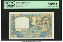 France Banque de France 20 Francs 20.2.1941 Pick 92b PCGS Choice About New 58PPQ. Two pinholes at left as typical.

HID09801242017