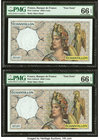 France Banque de France 10501 Units ND Pick UNL Two Examples "Test Notes" PMG Gem Uncirculated 66 EPQ. 

HID09801242017