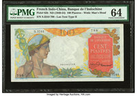 French Indochina Banque de l'Indo-Chine 100 Piastres ND (1949-54) Pick 82b PMG Choice Uncirculated 64. 

HID09801242017