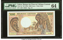 Gabon Banque des Etats de l'Afrique Centrale 5000 Francs ND (1984) Pick 6a PMG Choice Uncirculated 64. 

HID09801242017