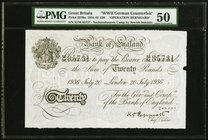 Great Britain Bank of England 20 Pounds 20.7.1936 Pick 337Ba "Operation Bernhard" PMG About Uncirculated 50. Paper maker's notch; pinholes.

HID098012...