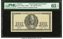 Greece Occupation 5000 Drachmai 1943 Pick 122pp1 Front Progressive Proof PMG Gem Uncirculated 65 EPQ. 

HID09801242017
