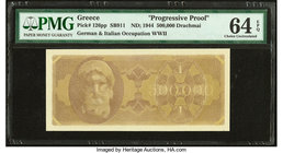 Greece Occupation 500,000 Drachmai ND; 1944 Pick 126pp Progressive Proof PMG Choice Uncirculated 64 EPQ. 

HID09801242017