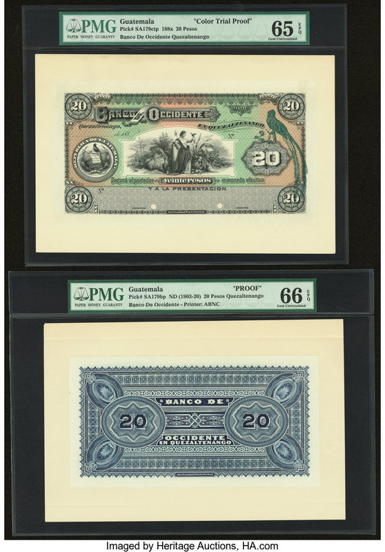 Guatemala Banco de Occidente en Quezaltenango 20 Pesos 188x; ND (1903-20) Pick S...