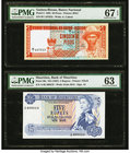 Guinea-Bissau Banco Nacional da Guine-Bissau 50 Pesos 28.2.1983 Pick 5 PMG Superb Gem Unc 67 EPQ. Mauritius Bank Of Mauritius 5 Rupees ND (1967) Pick ...