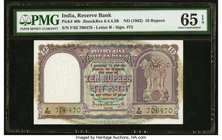 India Reserve Bank of India 10 Rupees ND (1962) Pick 40b Jhun6.4.4.2B PMG Gem Uncirculated 65 EPQ. Staple holes at issue; as made indentation.

HID098...