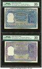 India Reserve Bank of India 100 Rupees ND (1950); ND (1957-62) Pick 41a; 44 Jhun6.7.1.1; 6.7.4.1 Two Examples PMG Choice Very Fine 35. Staple holes at...
